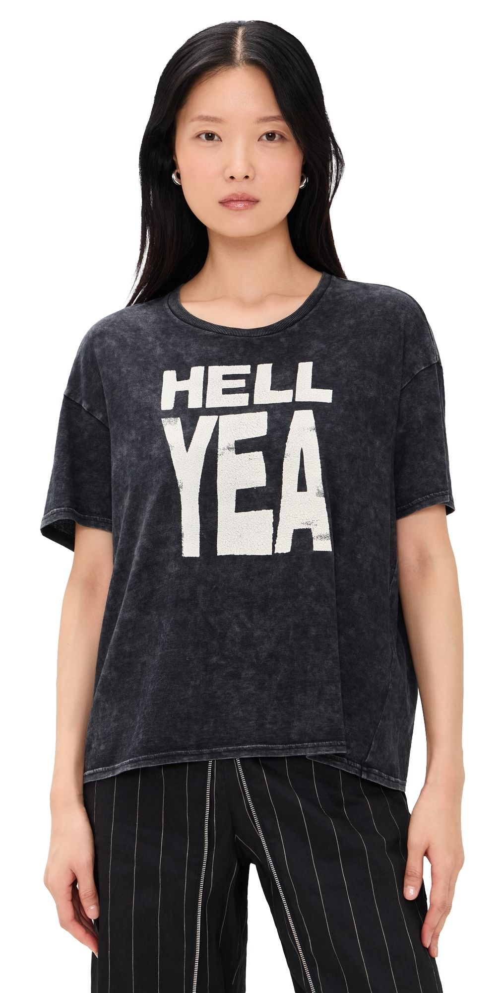 R13 Hell Yea Relaxed Tee Dark Grey Acid XL