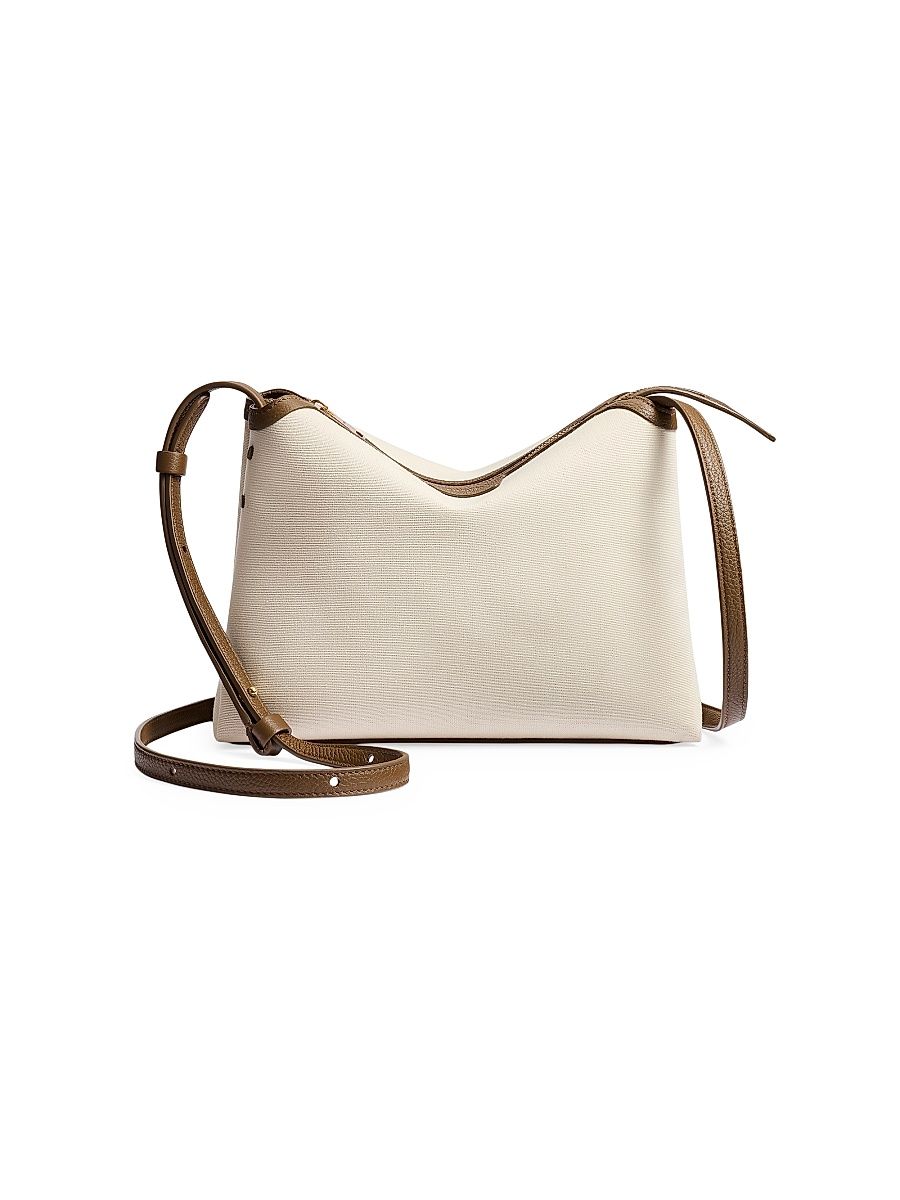 Women's Medium Lina Canvas & Leather Crossbody Bag - Cream Dark Olive