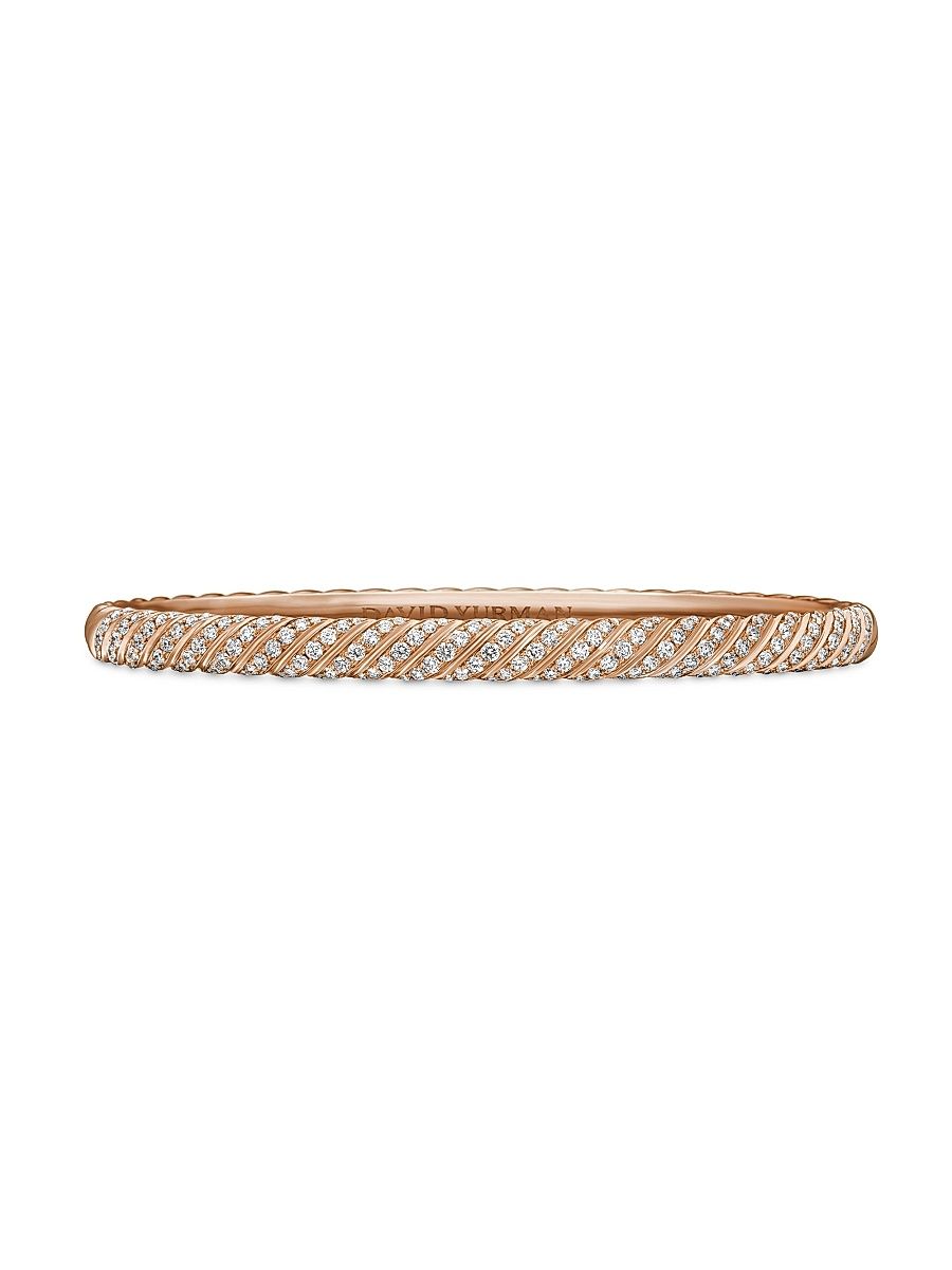 Women's Sculpted Cable Bangle Bracelet in 18K Rose Gold - Rose Gold - Size XS
