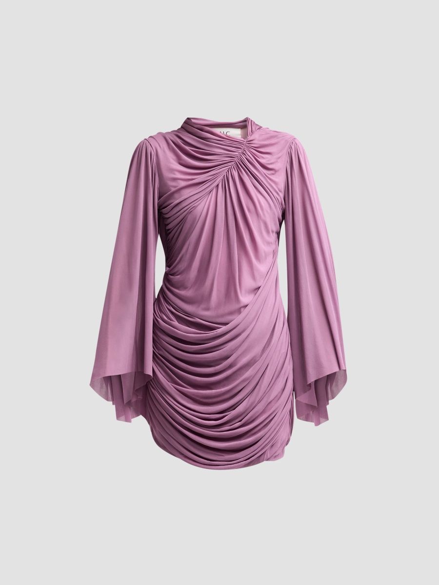 A. L.C. Women's Celia Draped Bell-Sleeve Mini Dress - Lavender Mauve - Size XL