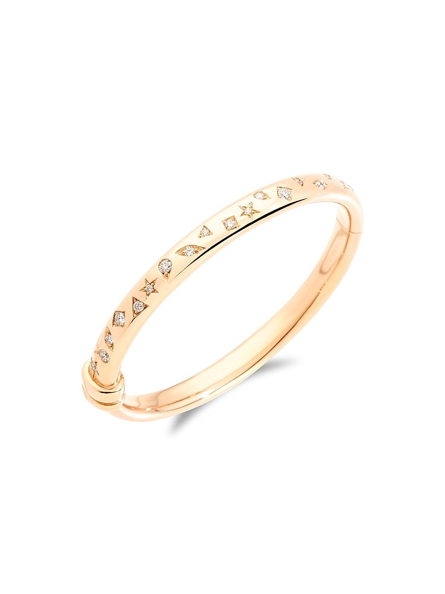Women's Iconica 18K Rose Gold & Diamond Bangle - Rose Gold - Size Medium
