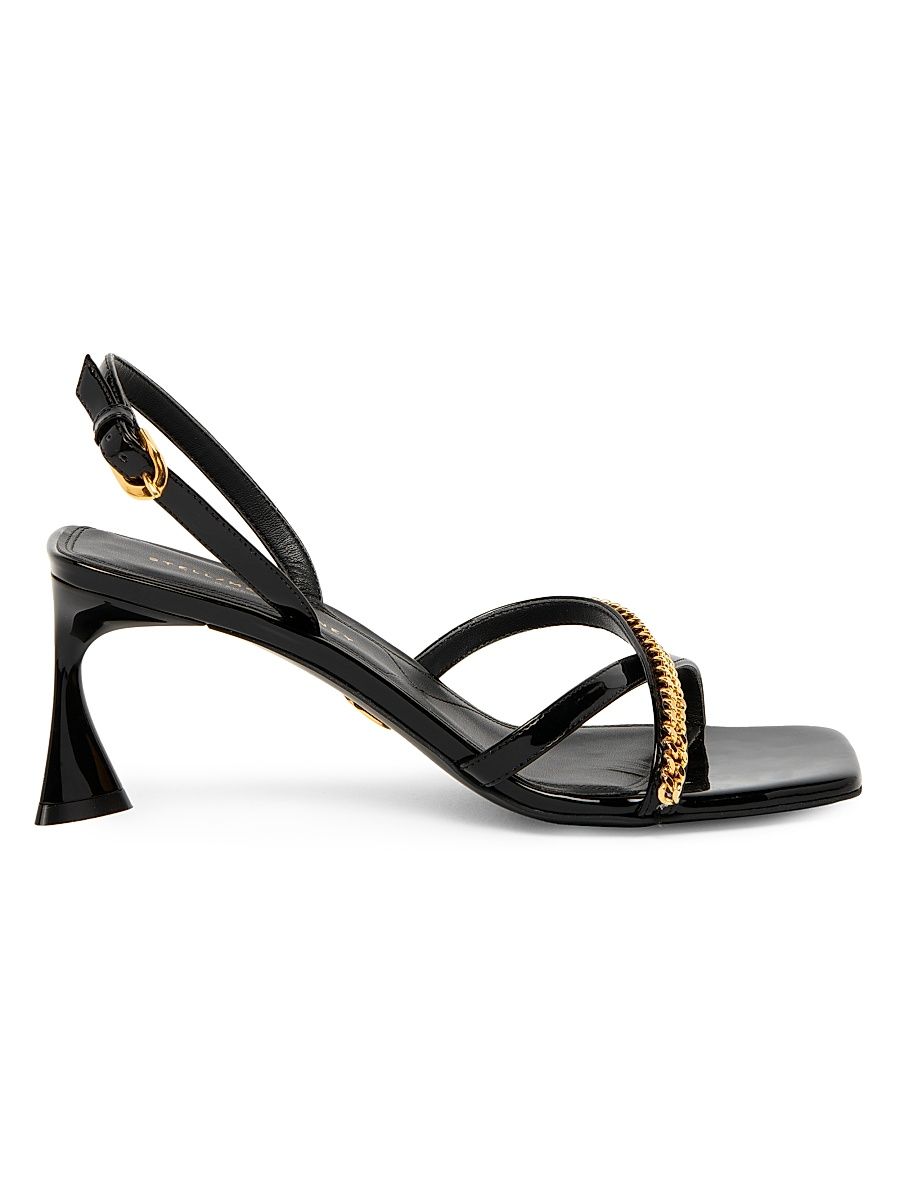 Women's Elsa 65MM Vegetarian-Friendly Patent Leather Chain Sandals - Black - Size 11