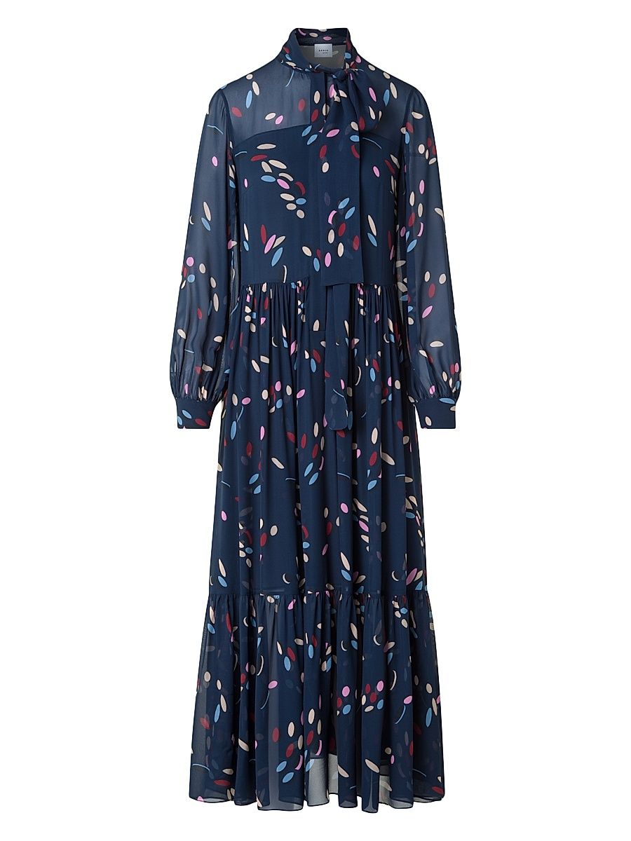 Women's Polka Dot Print Midi-Dress - Ink Multicolor - Size 10