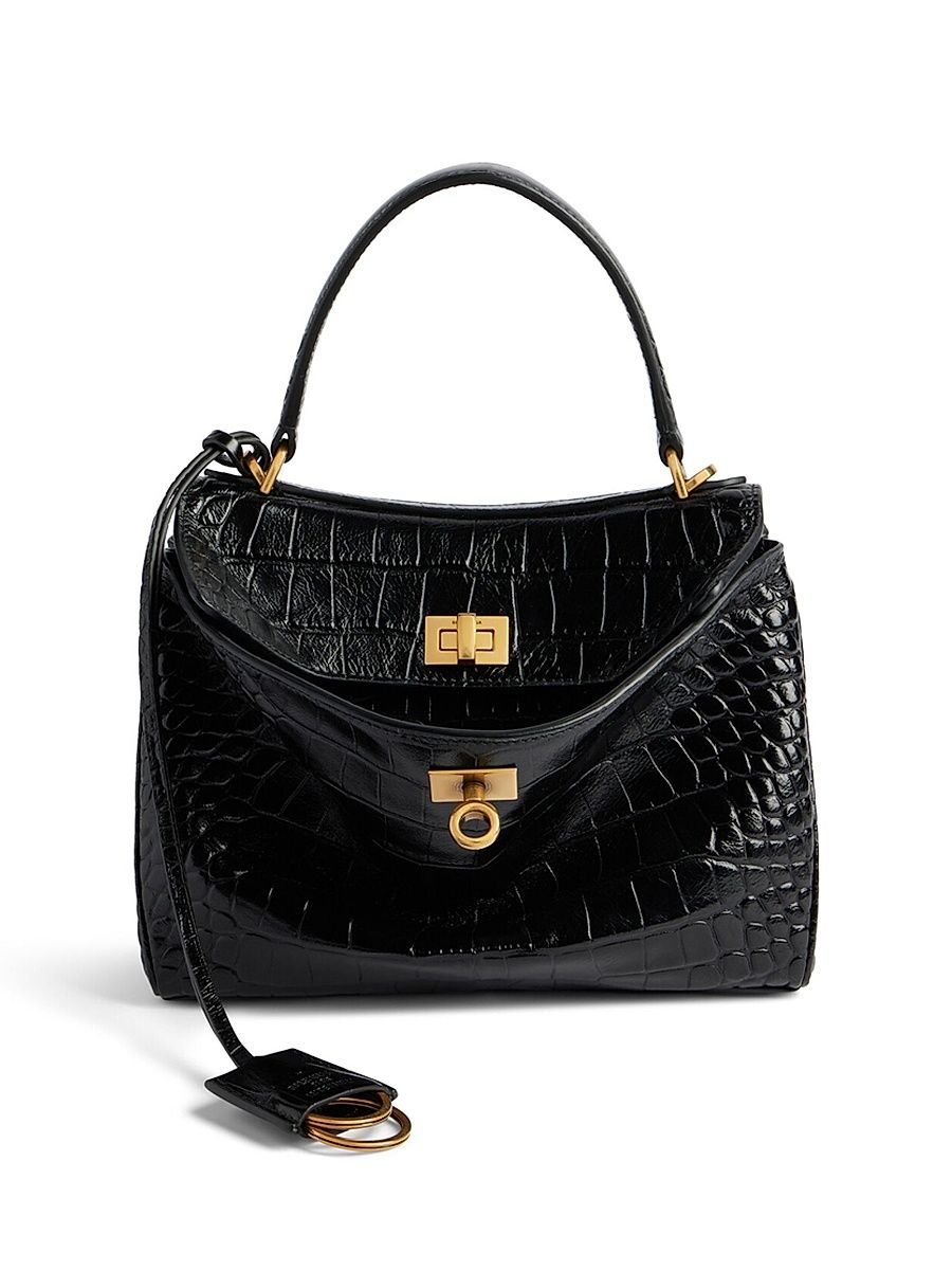 Women's Rodeo Mini Handbag Crocodile Embossed - Black