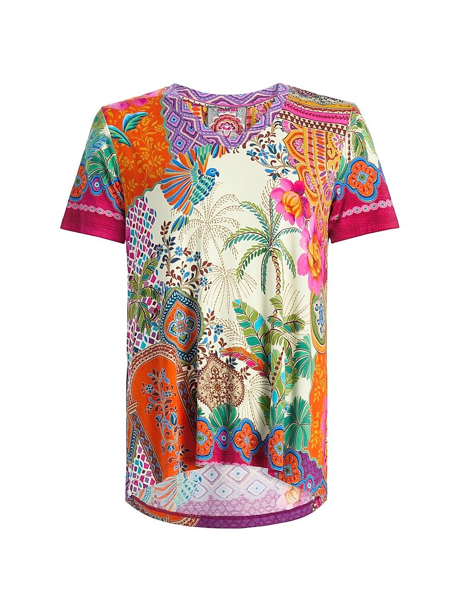 Women's The Janie Printed V-Neck T-Shirt - Avelar - Size XL