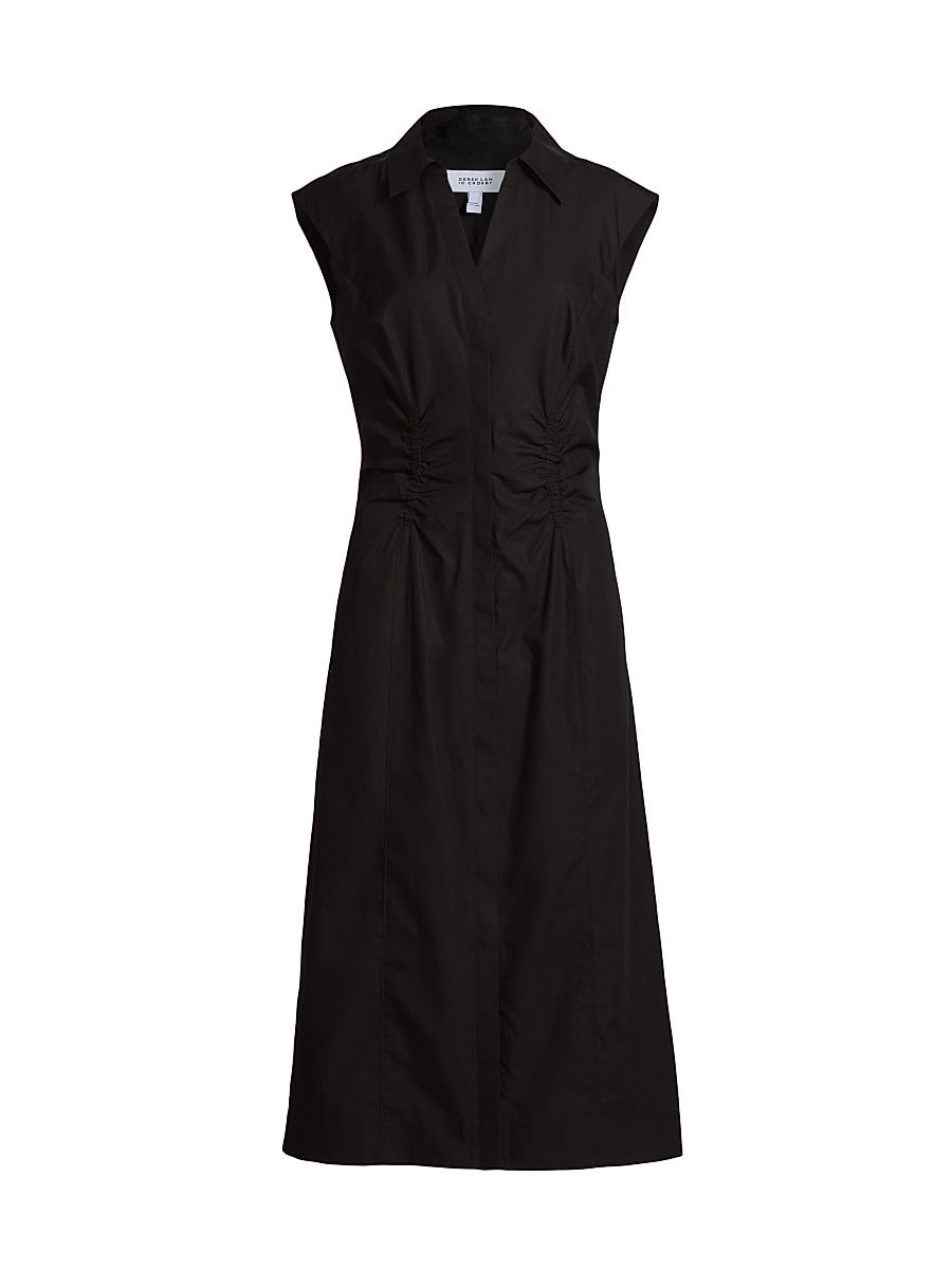 Derek Lam 10 Crosby Women's Poplin Ruched Midi-Shirtdress - Black - Size 0