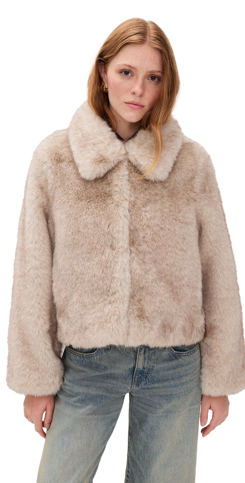 DUNST Faux Fur Cropped Jacket Greyish Beige M
