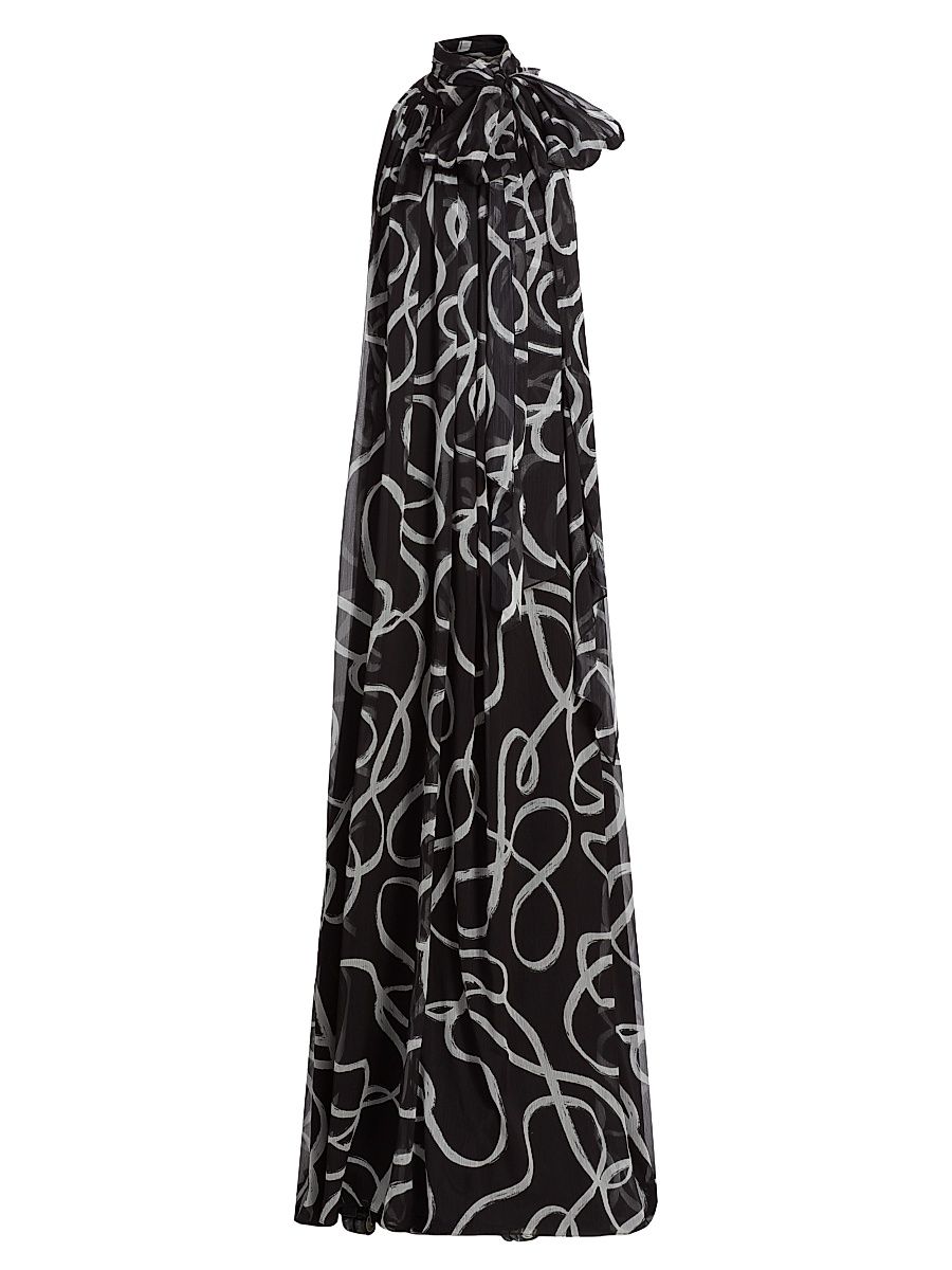 Women's Lyle Swirl Chiffon Gown - Black Ribbon - Size 8