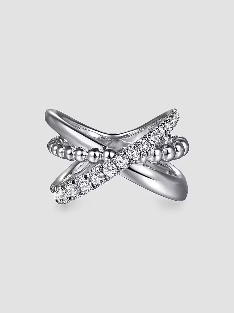Gabriel & Co Women's Bujukan Sterling Silver & White Sapphire Crisscross Ring - Sterling Silver - Size 6.5