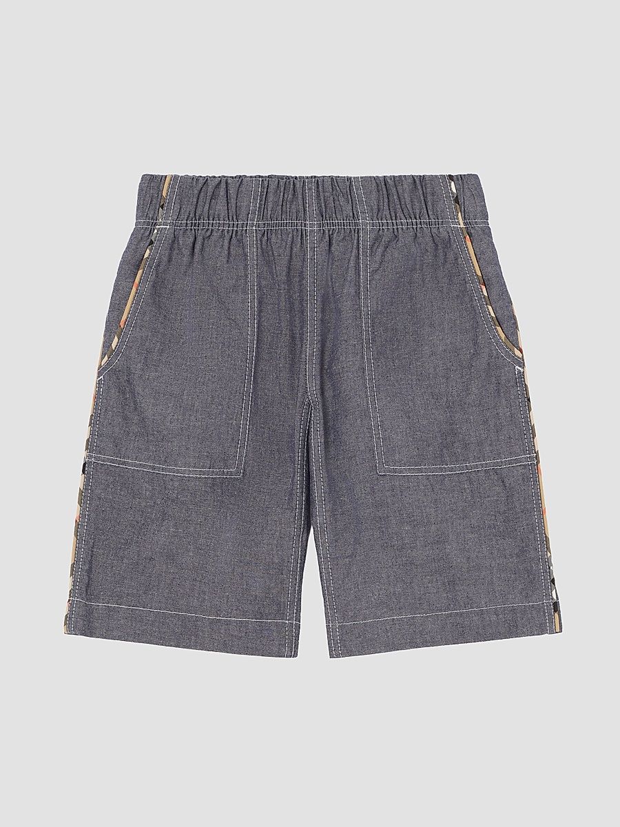 Little Boy's & Boy's Check-Trimmed Cotton Shorts - Damson Blue Melange - Size 10