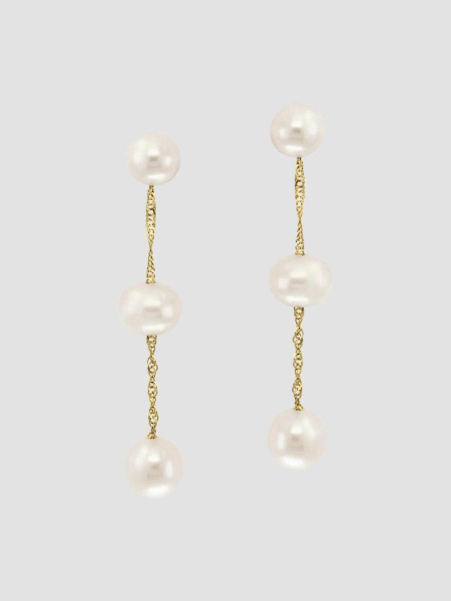 Women's 18K Yellow Gold & Freshwater Pearl Drop Earrings - Yellow Gold