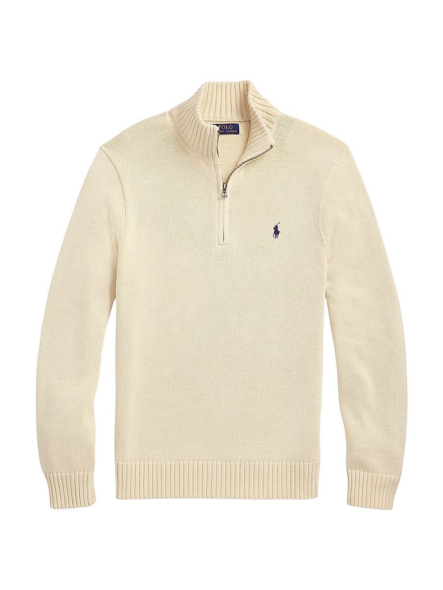Men's Cotton Knit Quarter-Zip Sweater - Andover Cream - Size XXL