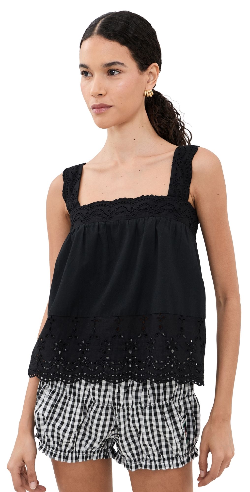 Playa Lucila Eyelet Tank Black S