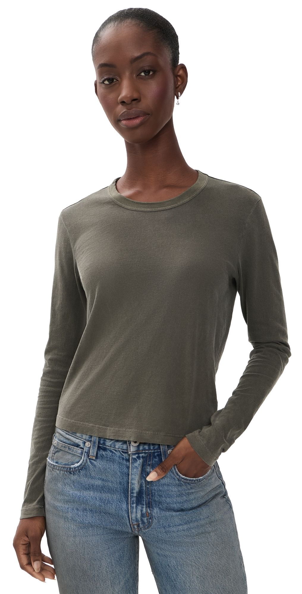 James Perse Shrunken Crew Neck Tee Army Green 0