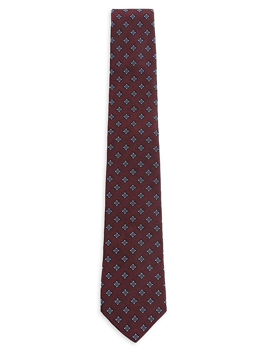 Men's Valentie Micro-Check Silk Tie - Maroon