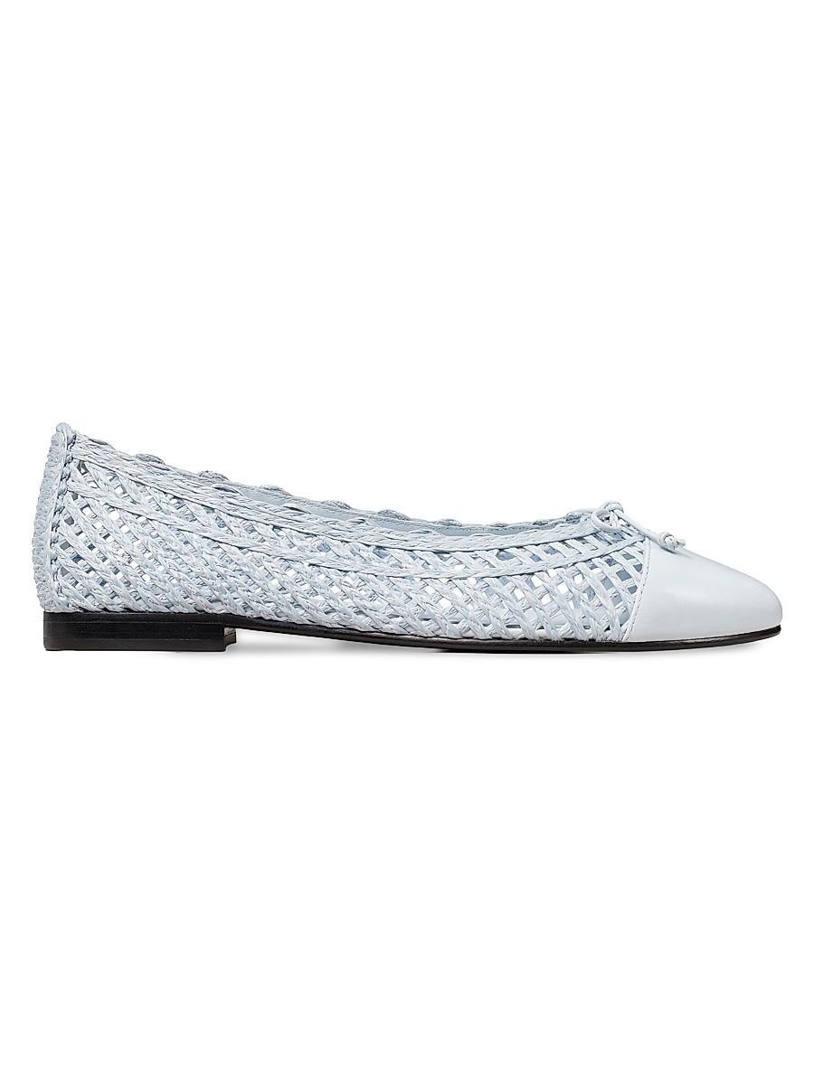 Women's Woven Leather-Blend Ballet Flats - Mist Veil - Size 9.5