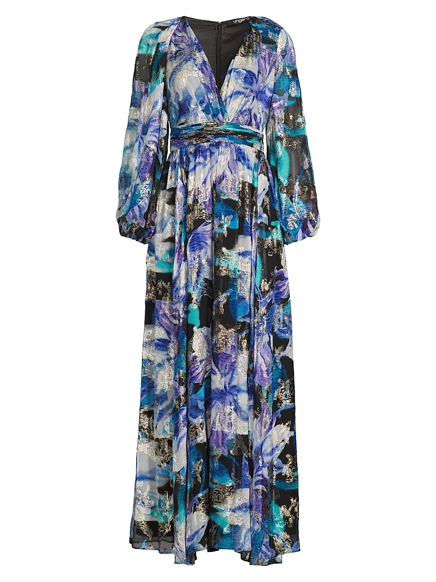 Women's Izzy Metallic Floral Maxi Dress - Ultra Violet Multi - Size 14