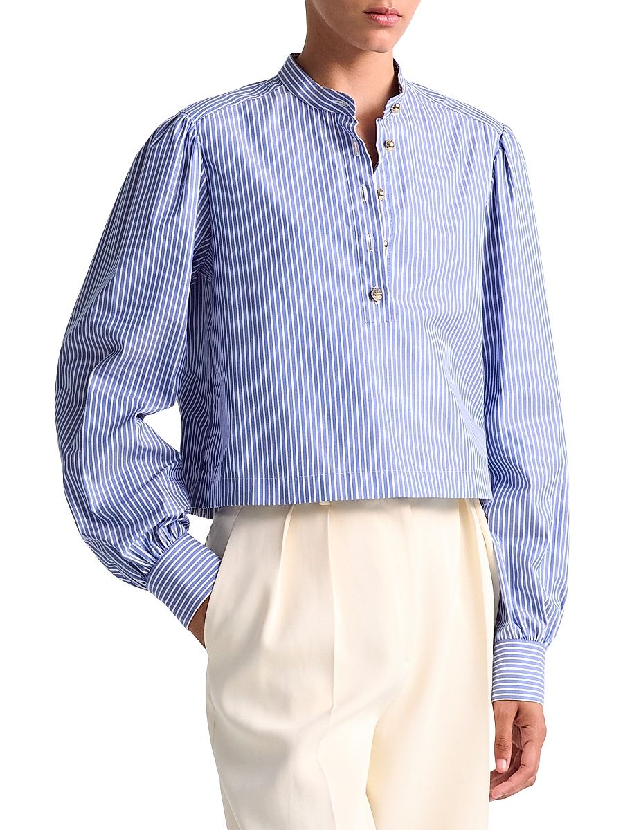 Women's Margot Stripe Boxy Top - Tidal Blue Stripe - Size 14