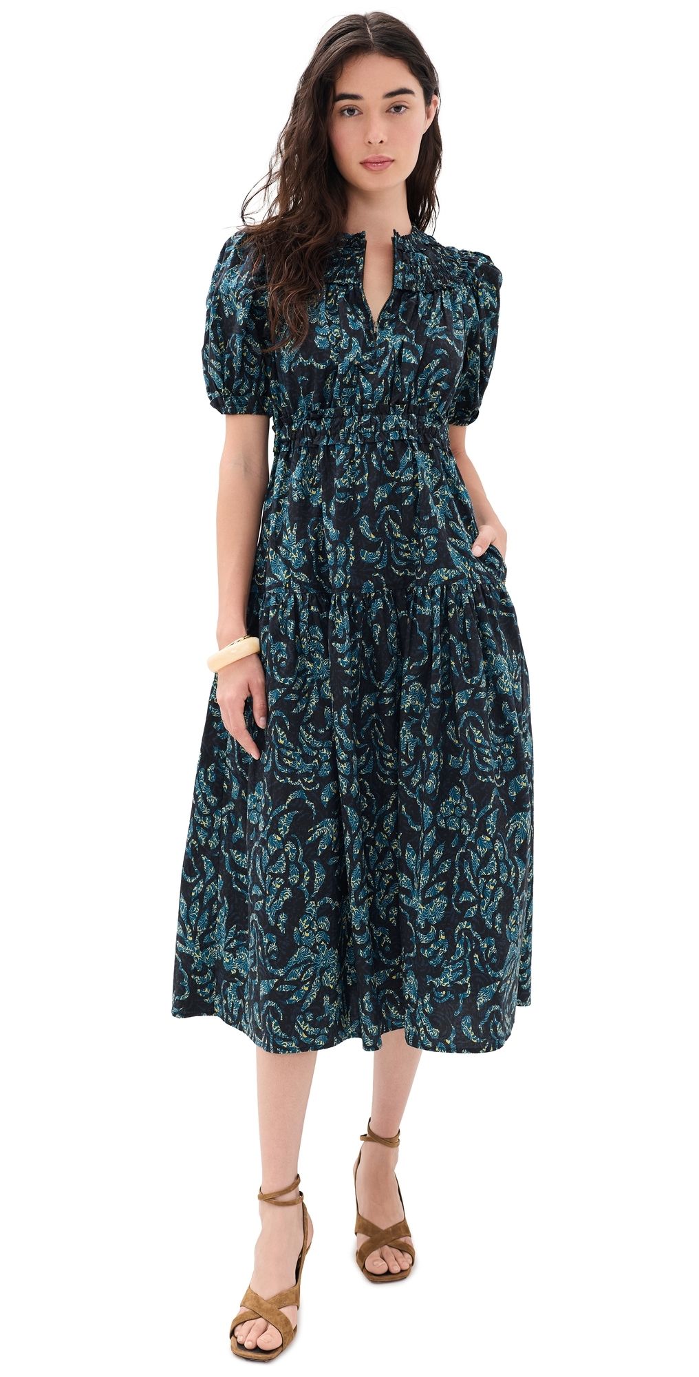 Ulla Johnson Othella Short Sleeve Cotton Dress Midnight 0