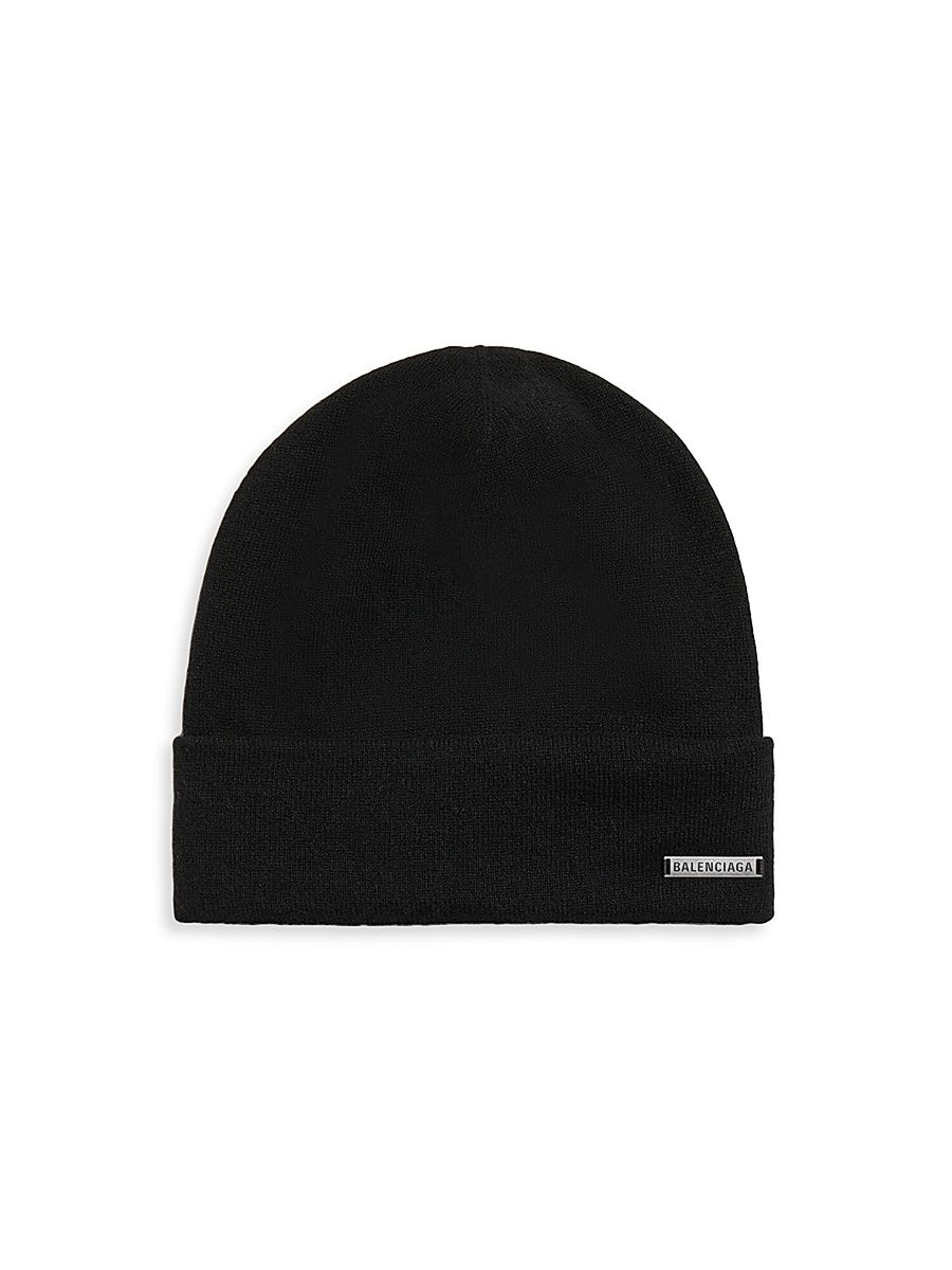Women's Knitted Beanie in Cashmere - Black - Size Medium