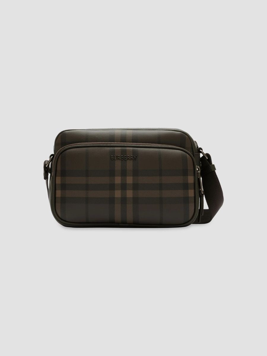 Burberry Men's City Check Pocket Crossbody Bag - Dark Brown