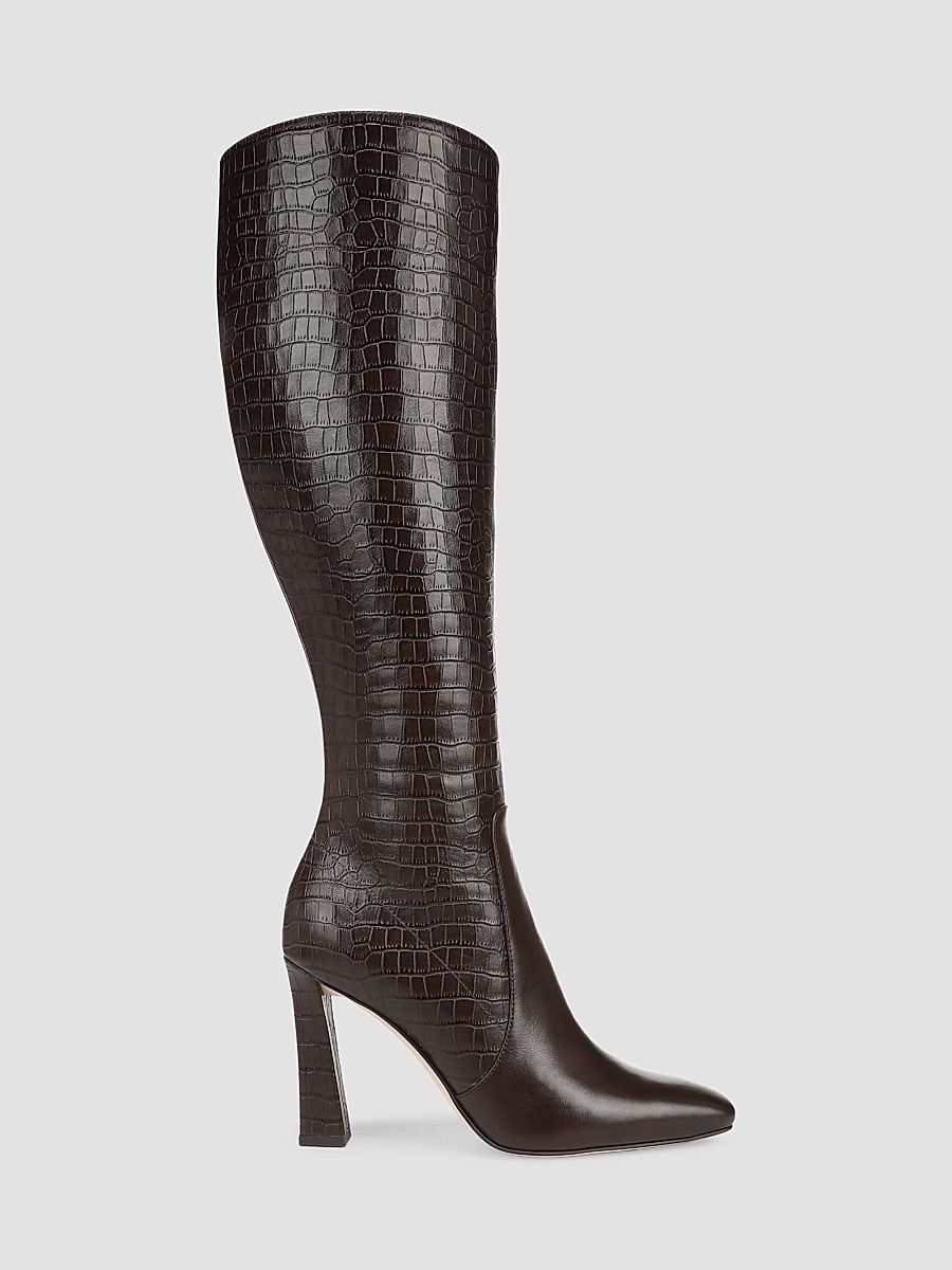 Women's Hadley 95MM Leather Knee-High Boots - Coffee Bean - Size 5