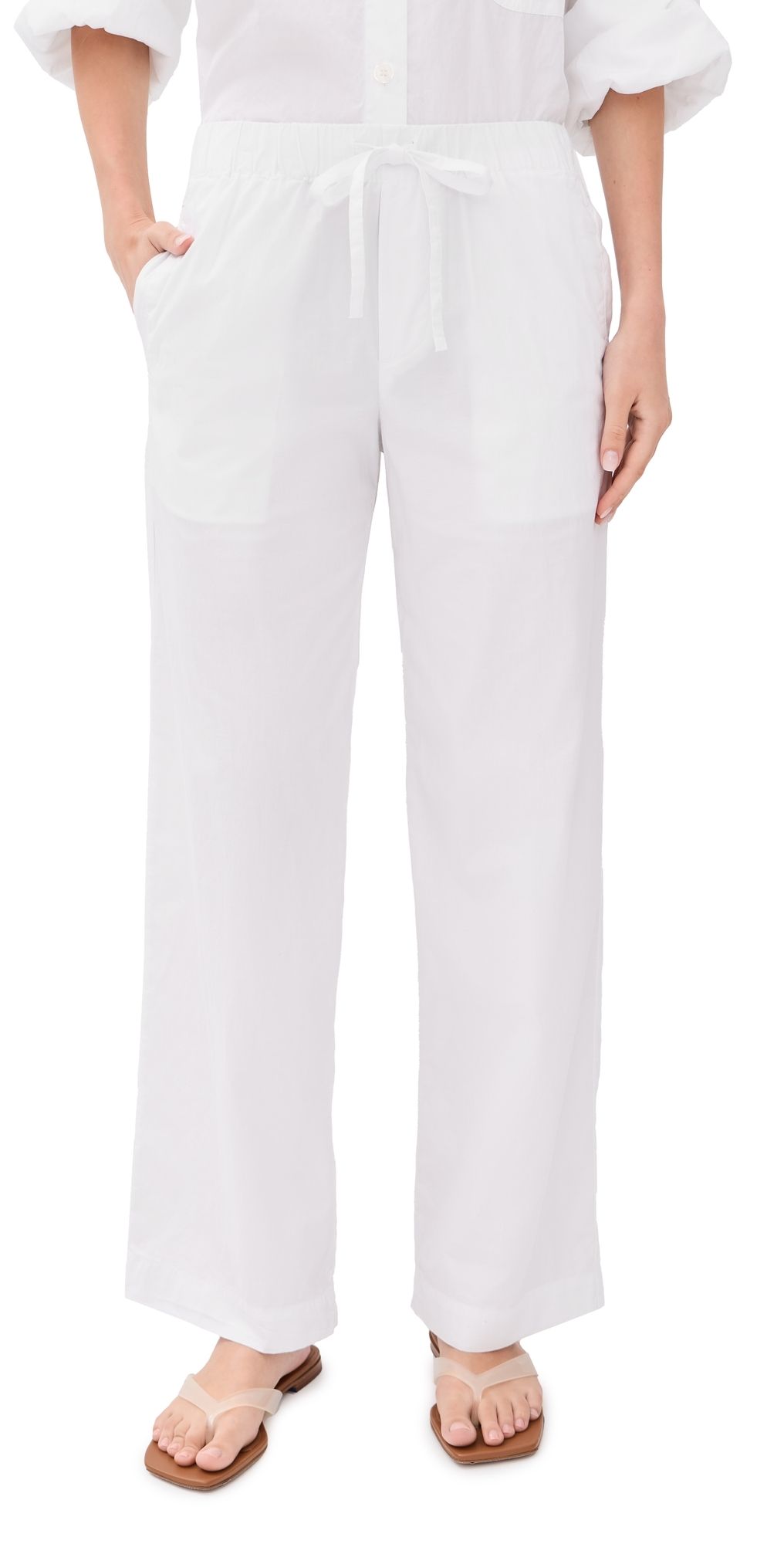James Perse Cotton Linen Stretch Poplin Pants White 2