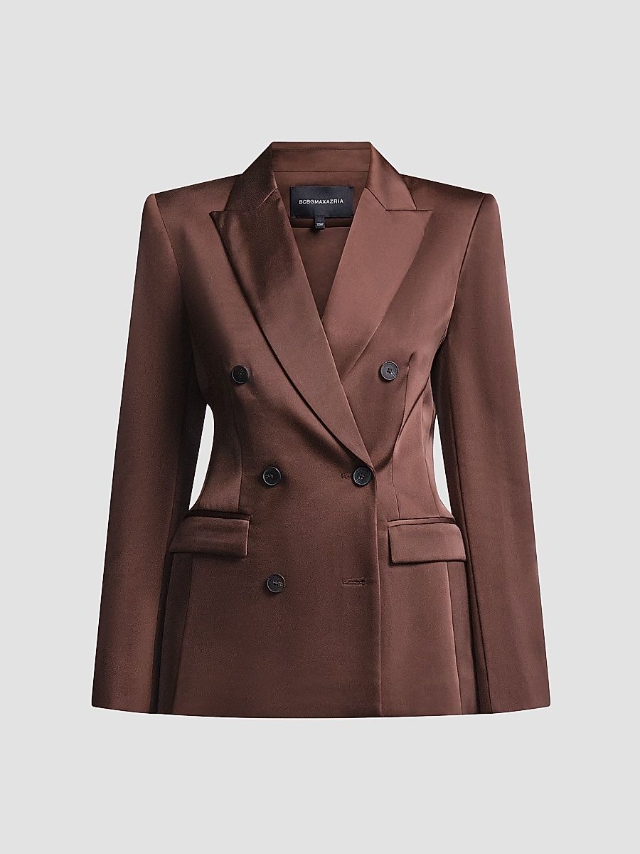 Women's Sydney Tailored Satin Blazer - Chocolate - Size 14