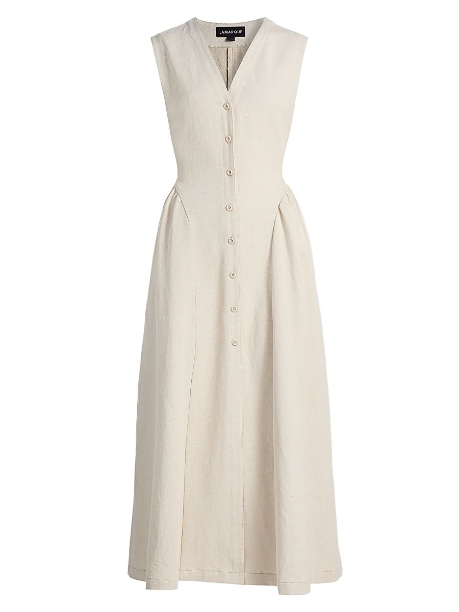 Lamarque Women's Tamika Cotton-Linen A-Line Maxi Dress - Natural - Size Small