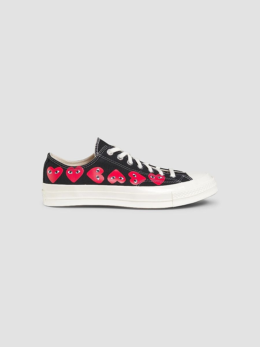 Unisex CdG PLAY x Converse Men's Chuck Taylor All Star Multi-Heart Low-Top Sneakers - Black - Size 12