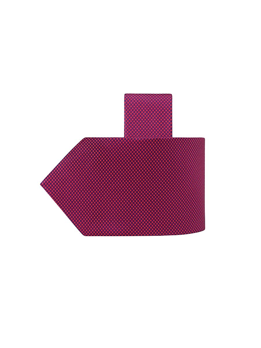 Men's Houndstooth Silk Tie - Blue Red