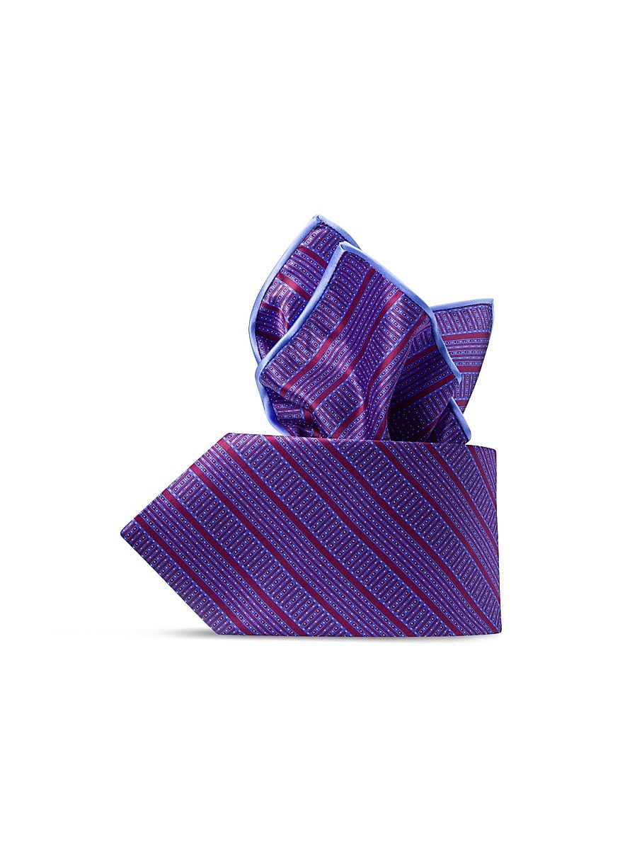 Men's Luxury Printed Silk Tie Set - Red Lilac