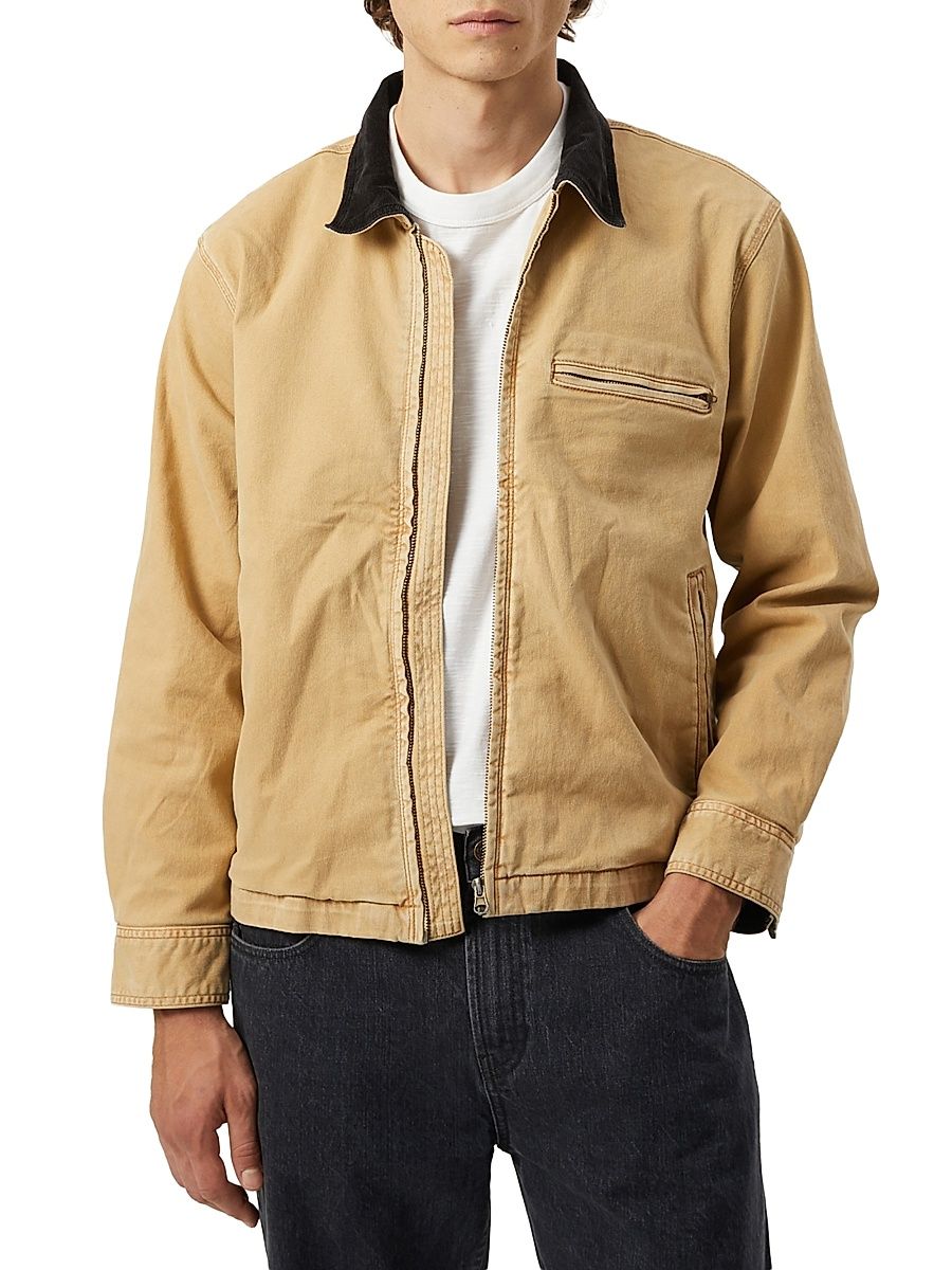 Men's Zip-Front Stretch-Cotton Utility Jacket - Tan - Size XXL