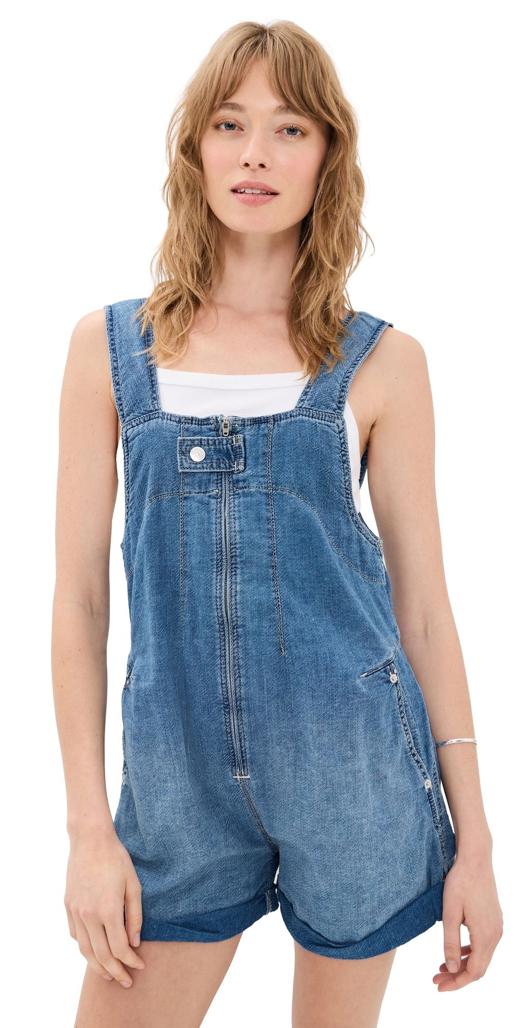 Free People Jude Shortalls Mid Indigo XL