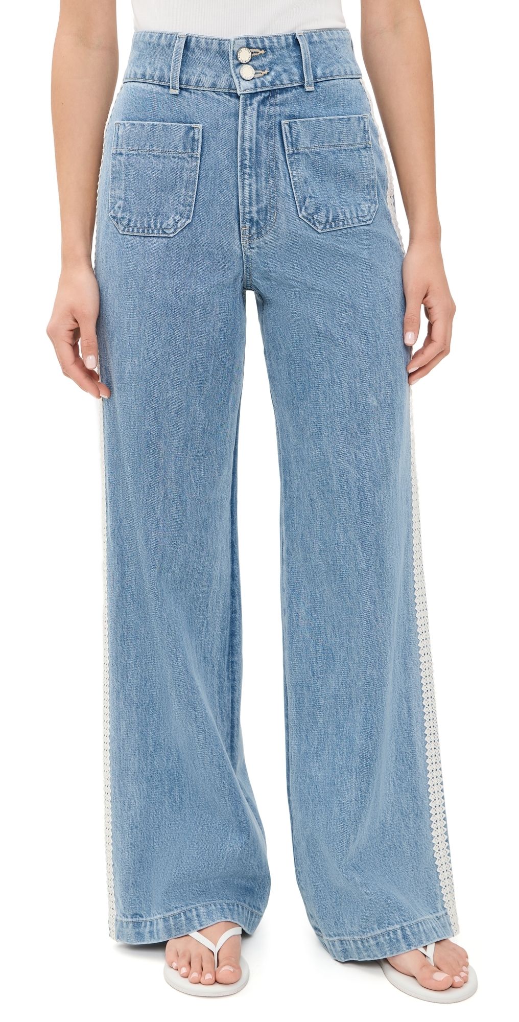 Veronica Beard Jean Taylor High Rise Wide Leg Jeans Halo Blue 27
