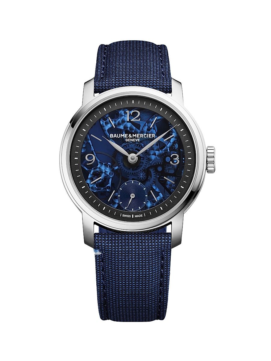 Men's Classima 10735 Stainless Steel & Wool Canvas Strap Watch/42MM - Blue