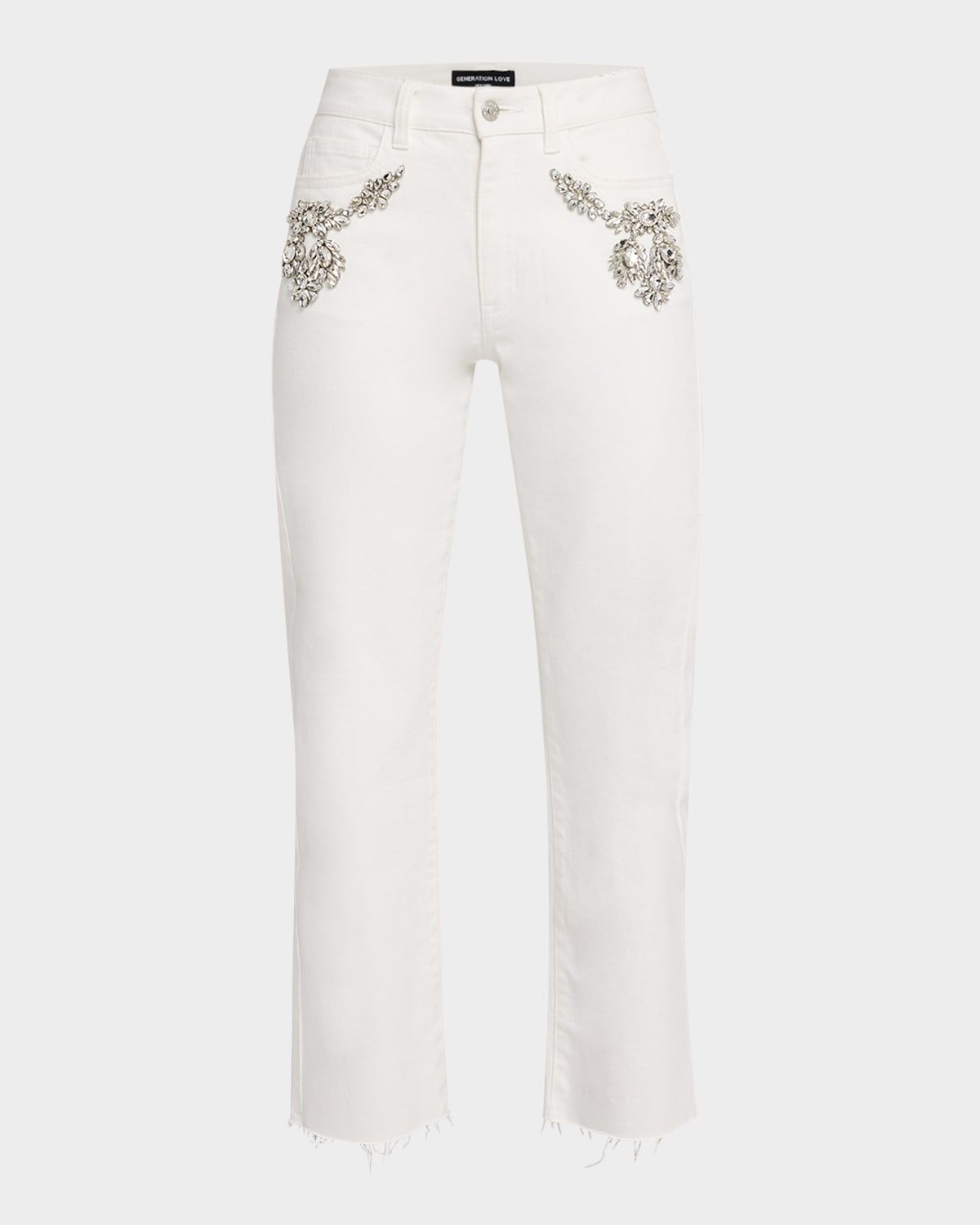 Carolyn Embellished Straight Crop Jeans