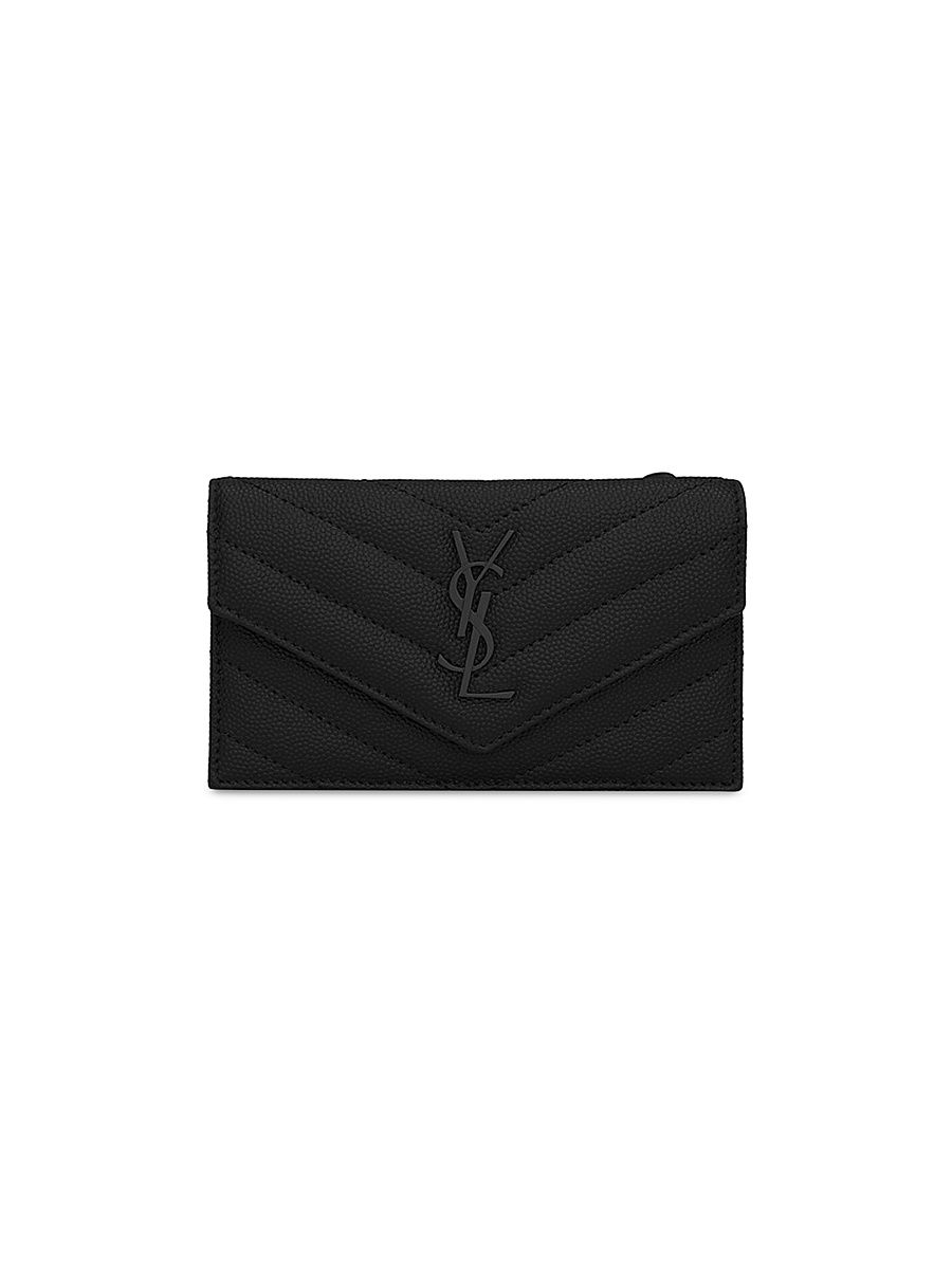 Women's Cassandre Matelassé Fragments Flap Card Case - Black