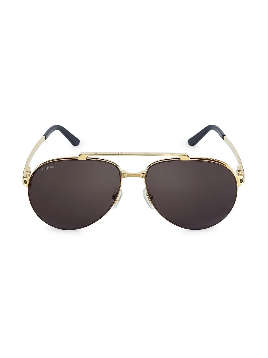 Men's Santos Evolution 24K Gold-Plated 61MM Pilot Sunglasses - Gold