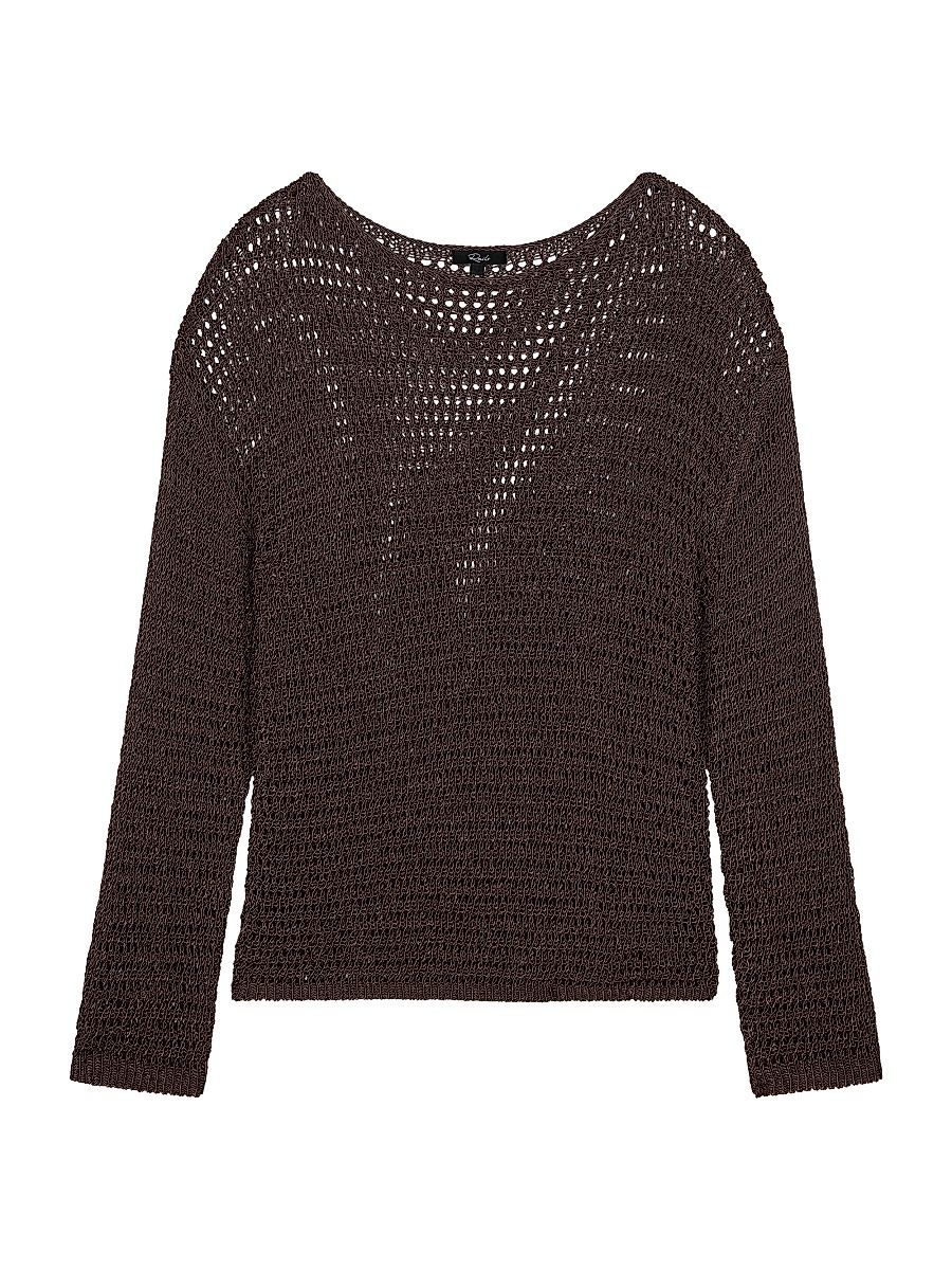 Women's Evangeline Mesh Sweater - Espresso - Size Large