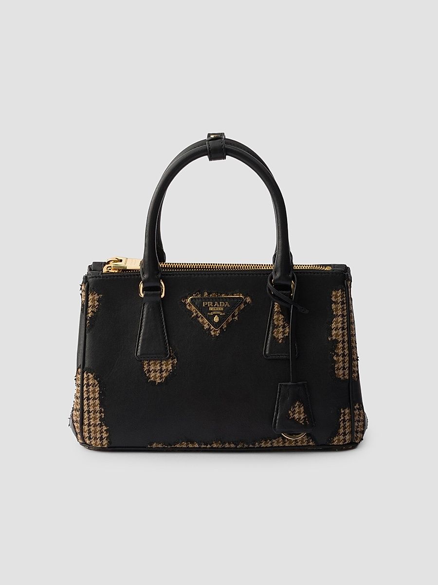 Women's Galleria Large Nappa Leather and Wool Top Handle Bag - Black