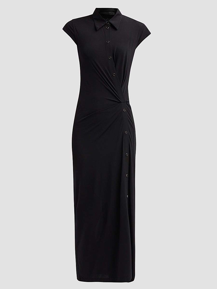 Women's Twisted Front Jersey A-Line Maxi Dress - Black - Size Large