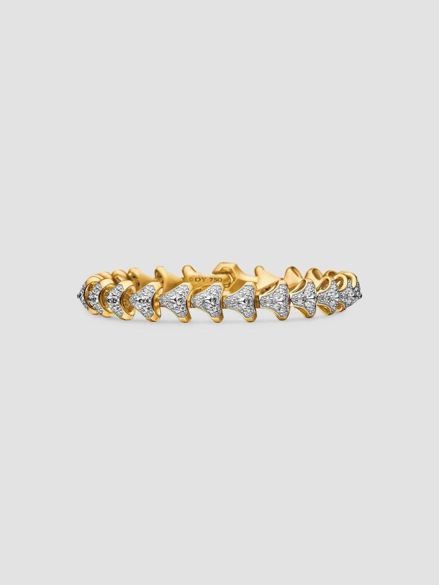 David Yurman Men's Armory Link Bracelet in 18K Yellow Gold - Diamond - Size Small