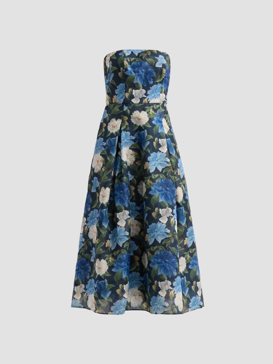 SACHIN BABI Women's Shay Strapless Midi Dress - Porcelain Botanica - Size 0
