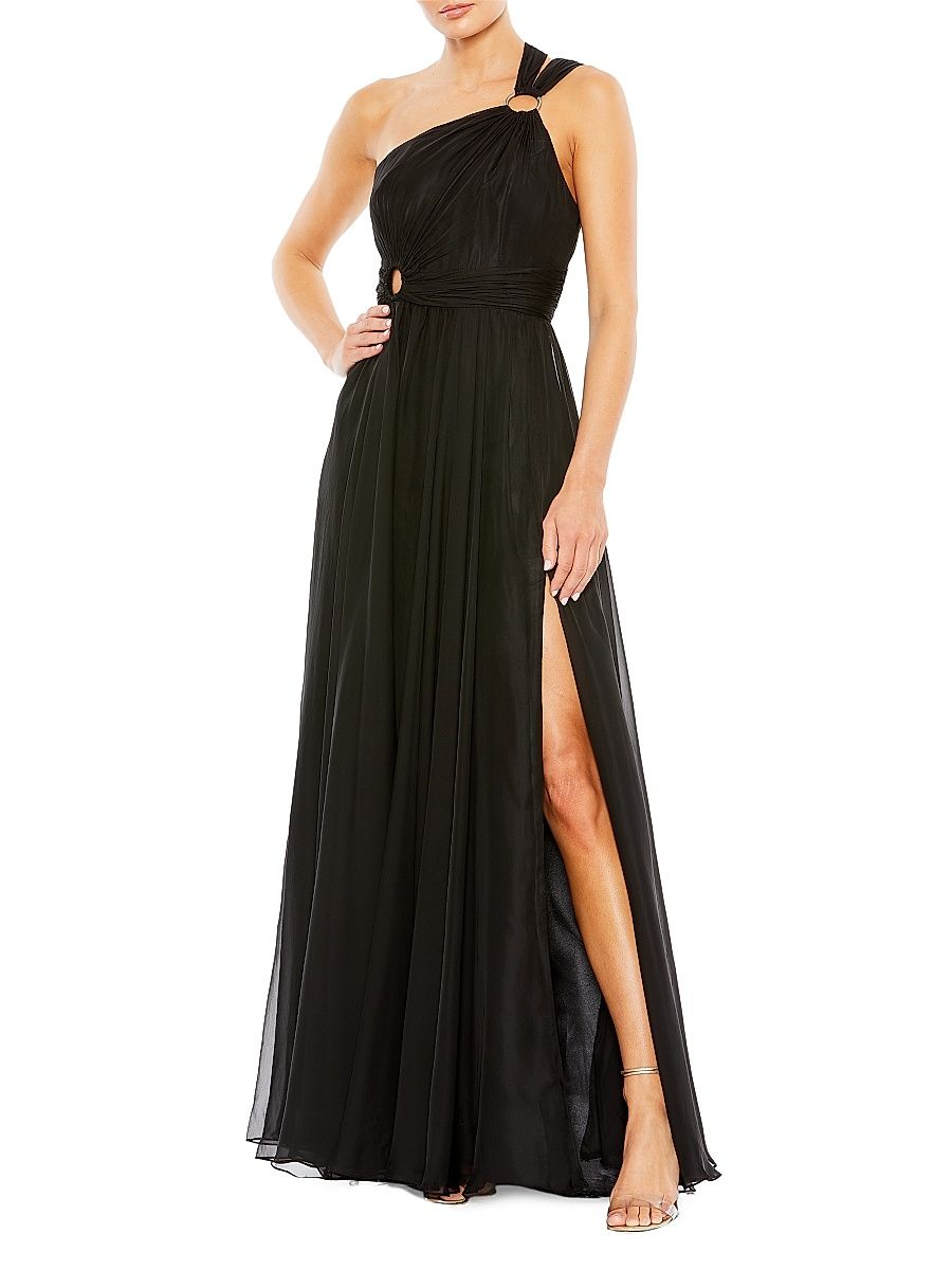 Mac Duggal Women's Ieena Strappy One-Shoulder Gown - Black - Size 12