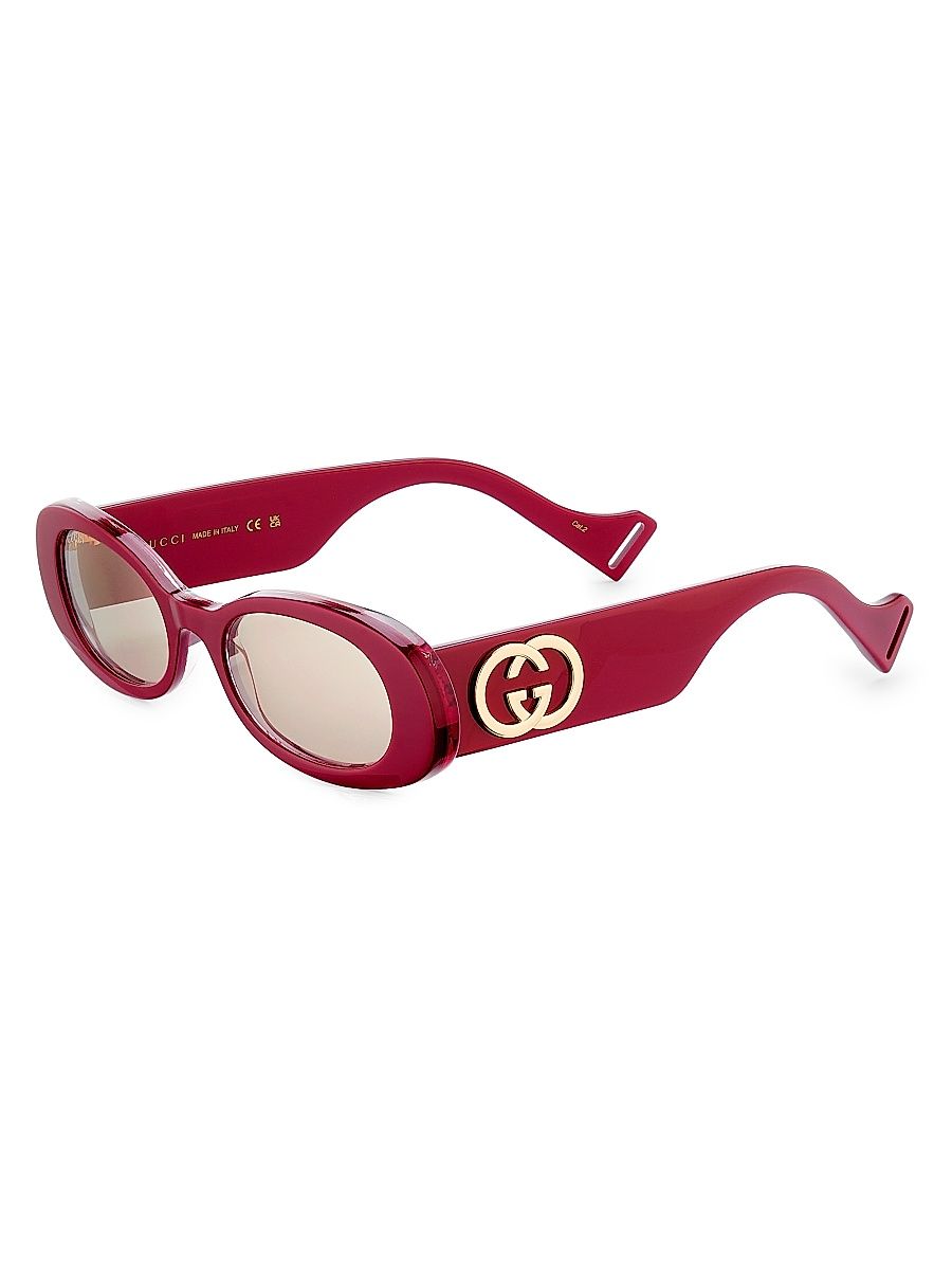 Women's Fluo 52MM Oval Sunglasses - Burgundy