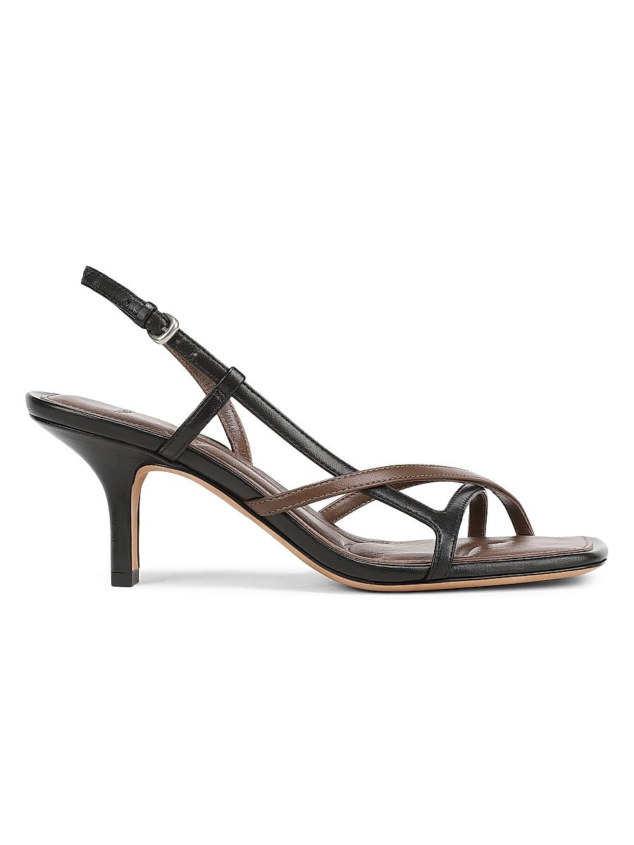 Women's Lilian 65MM Leather Slingback Sandals - Black Cedar Brown - Size 11