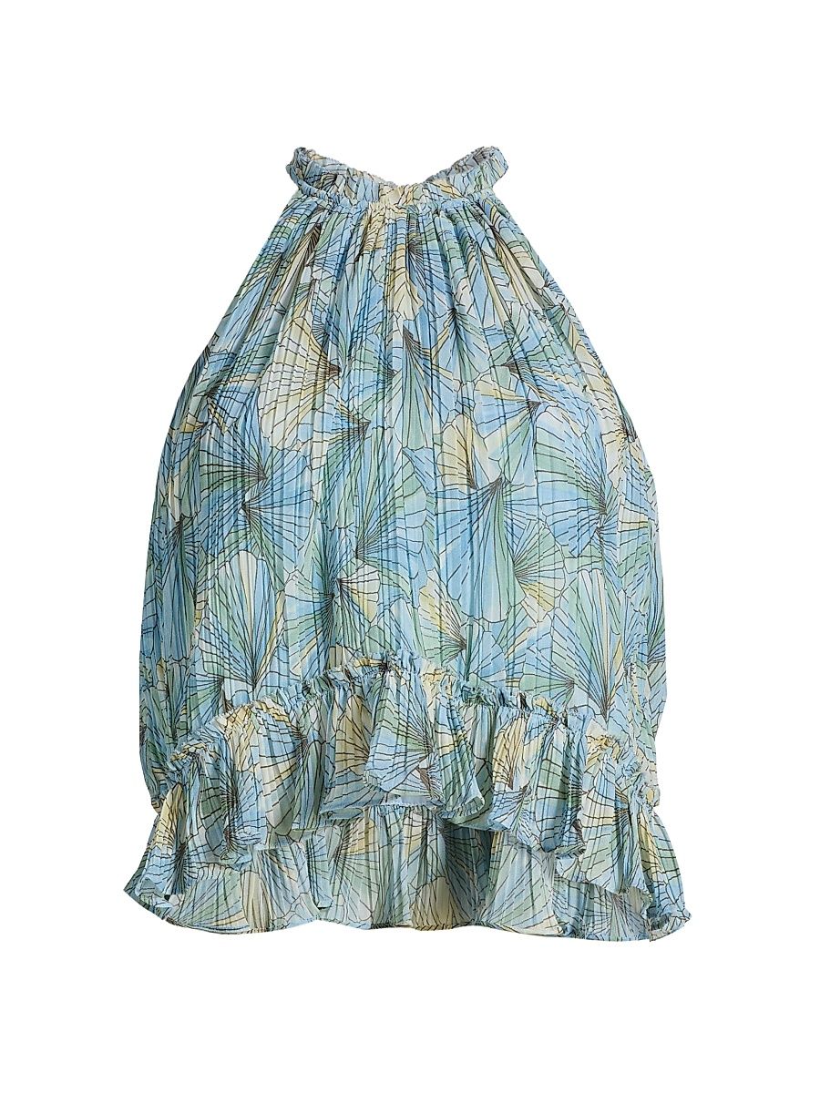 Women's Renee Petal Halter Top - Powder Blue Multi - Size 12