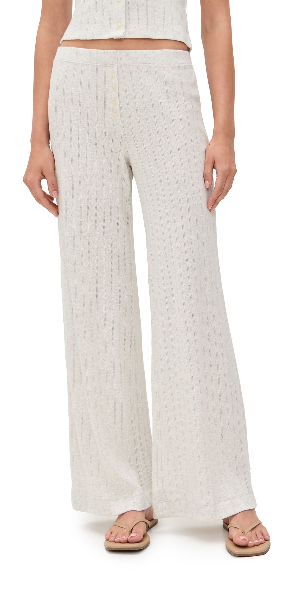 Leset Pointelle Boxer Pants Cloud Melange XS