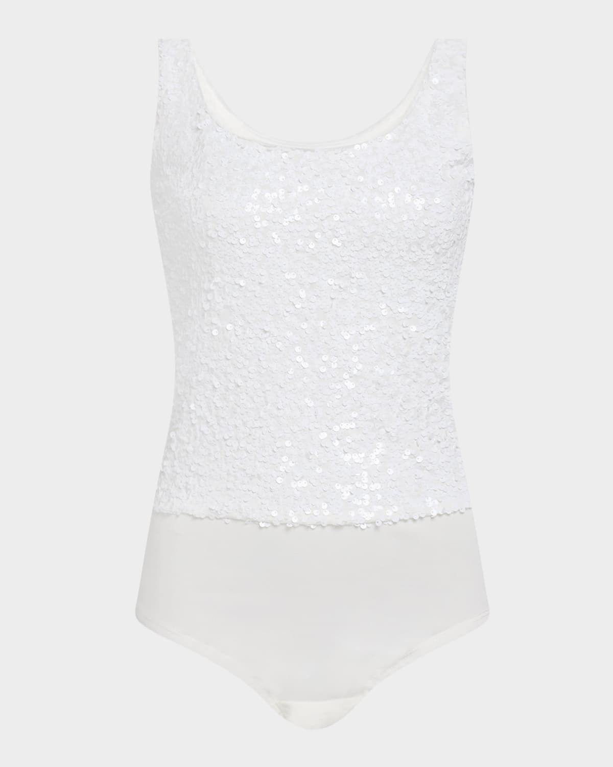 Dina Sequined Scoop-Neck Bodysuit